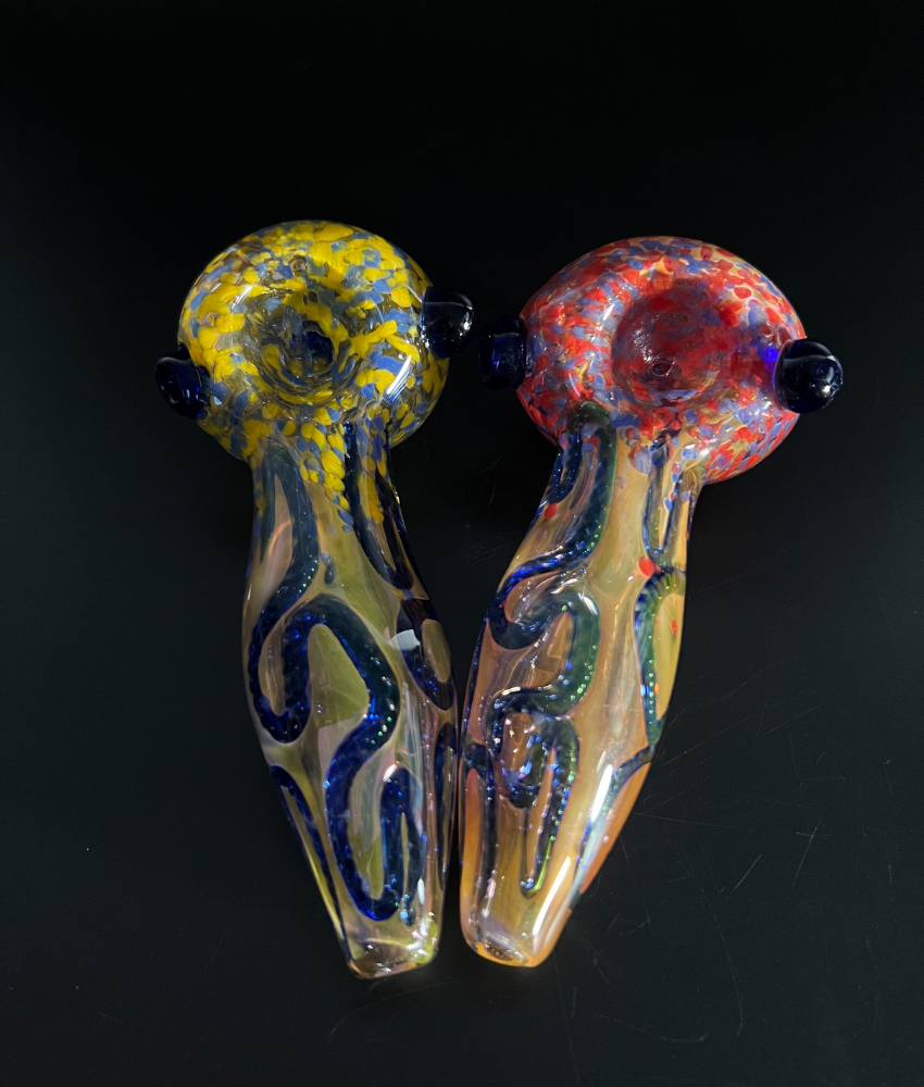 Blue Snake Striped Hand Pipe