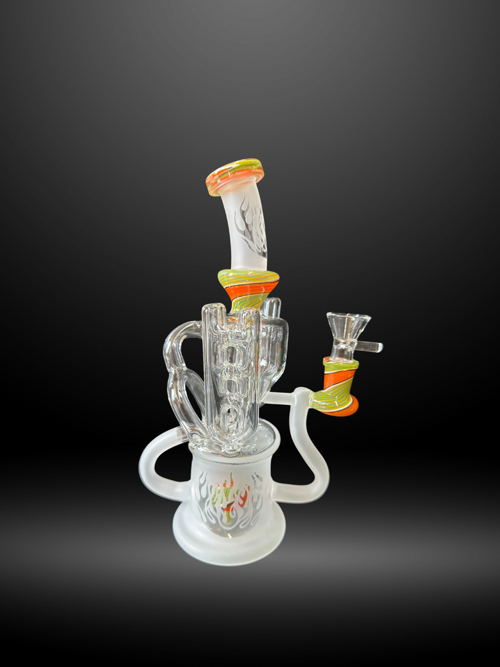 Orange Frosted Elegance Recycler Bong