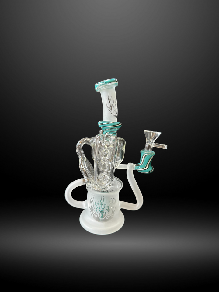 Teal Frosted Elegance Recycler Bong