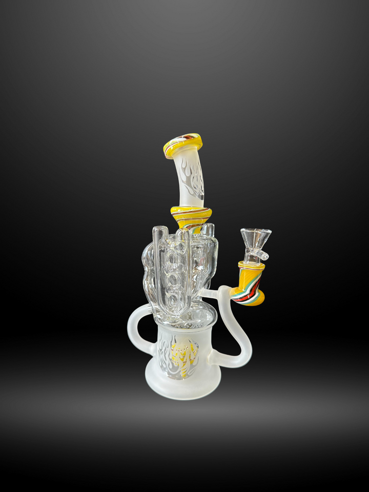 Yellow Frosted Elegance Recycler Bong