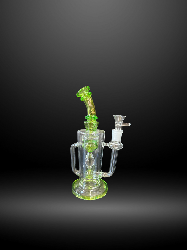 Green Neon Swirl  Recycler Bong