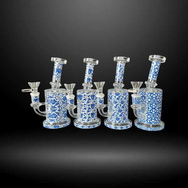 Imperial Blue Flora Water Pipe (ES 24252)