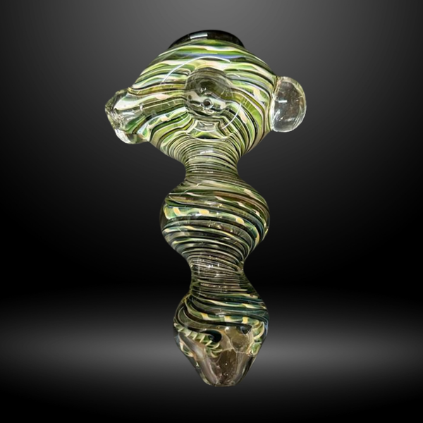 Green Ripple Hourglass Hand Pipe