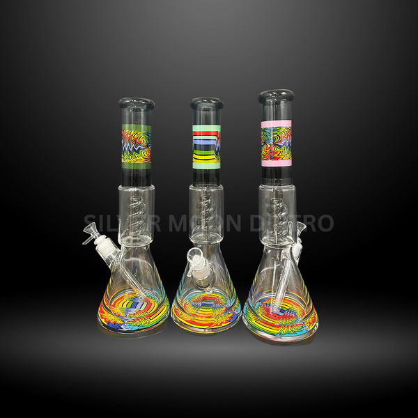 Psychedelic Spiral Beaker Bong (HXCP 452P-AC)
