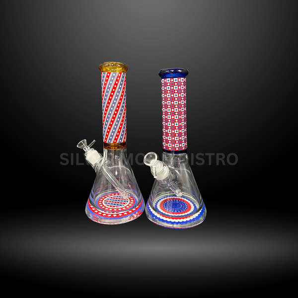 Patriotic Striped Beaker Bong (HXCP 451P-AH)