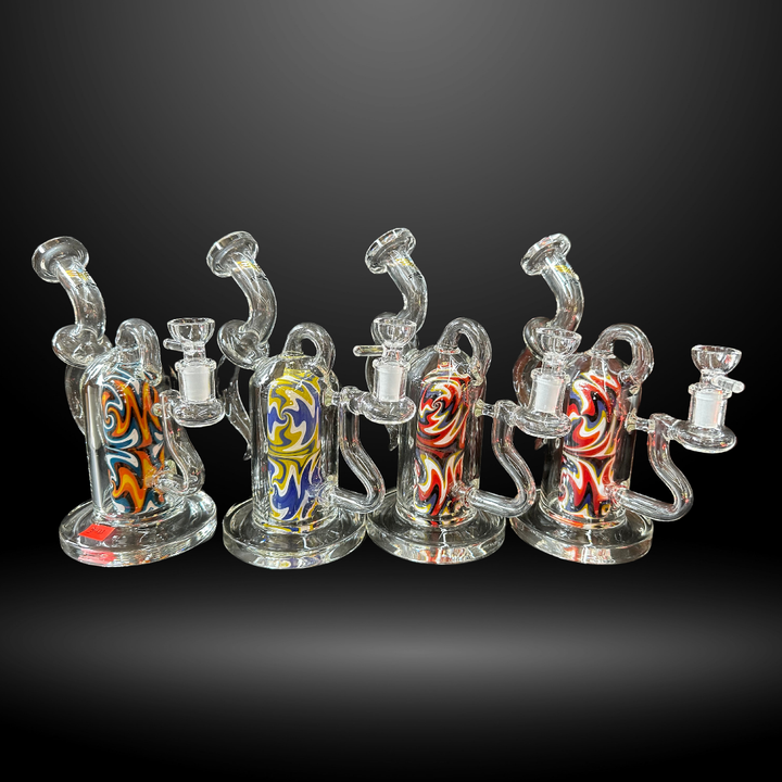 Flame Wave Glass Recycler Bong