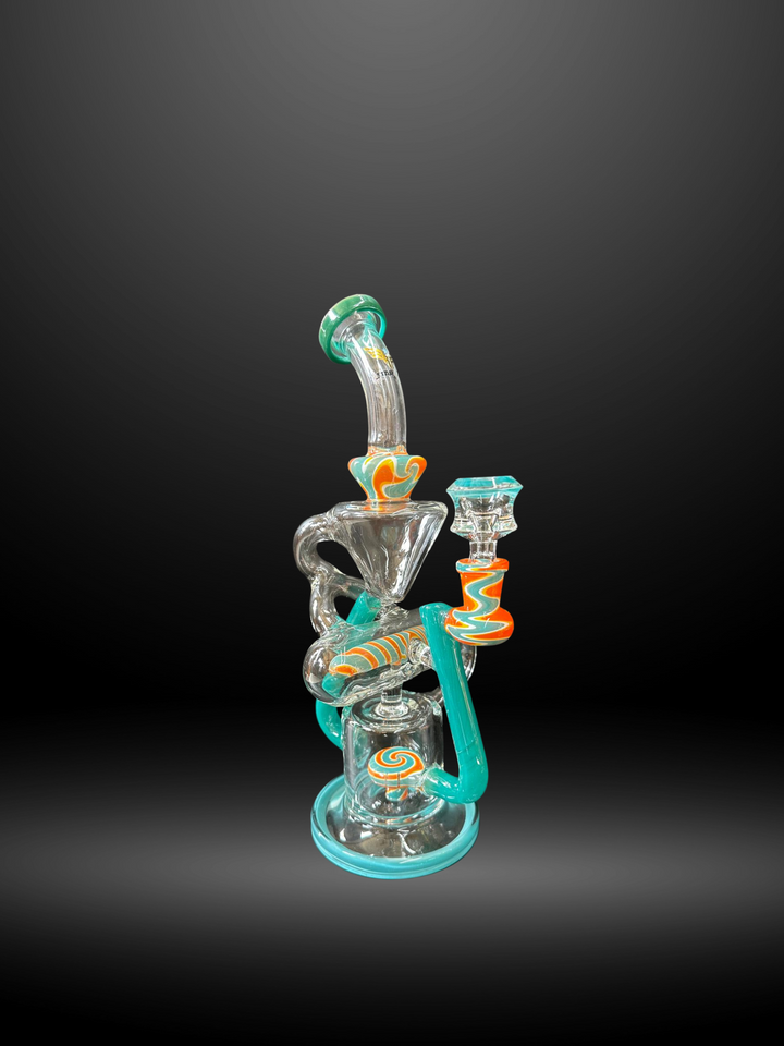 Teal Cosmic Swirl Glass Recycler Pipe