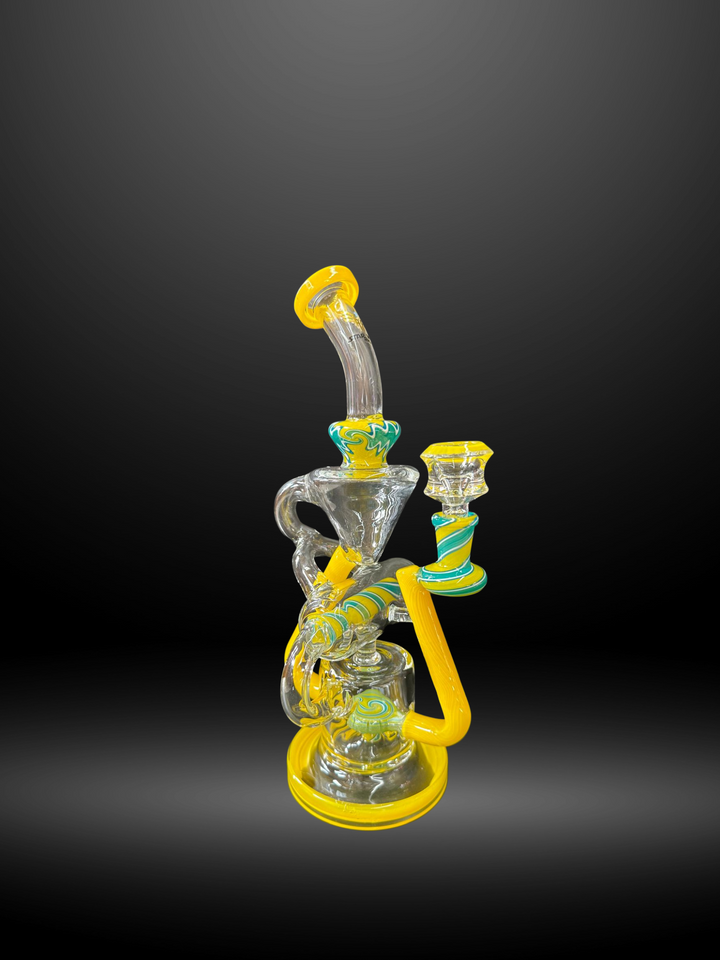 Yellow Cosmic Swirl Glass Recycler Pipe