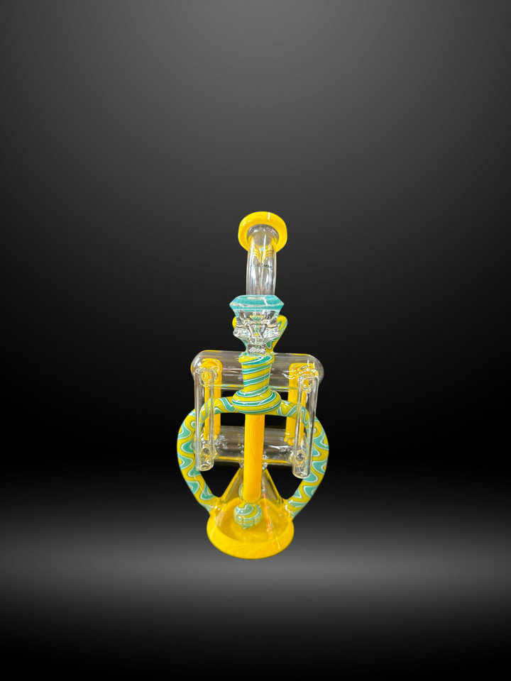 Yellow Star Wing Vortex Glass Recycler Pipe