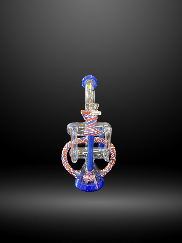 Blue Star Wing Vortex Glass Recycler Pipe