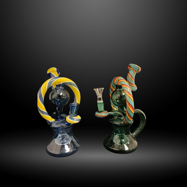 9" Colored Glass Art Recycler (WP 8011)