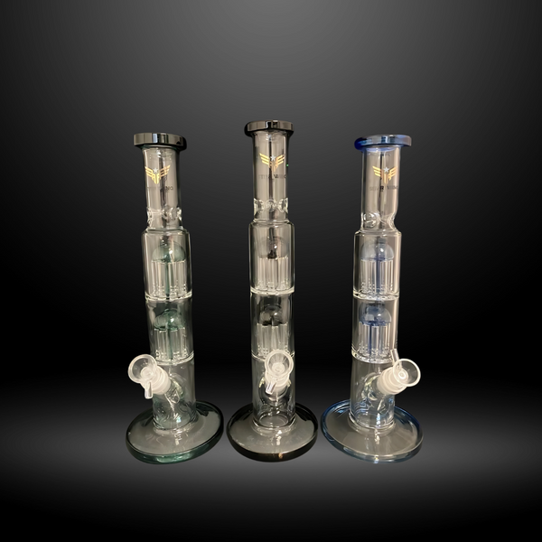 14" Double Tree Perc Bong (WP 9403-1)