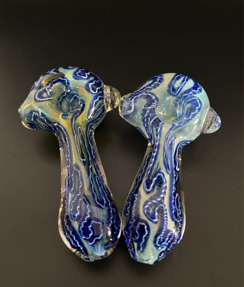 Small Blue Striped Hand Pipe