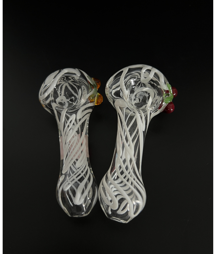 White striped Transparent Hand Pipe