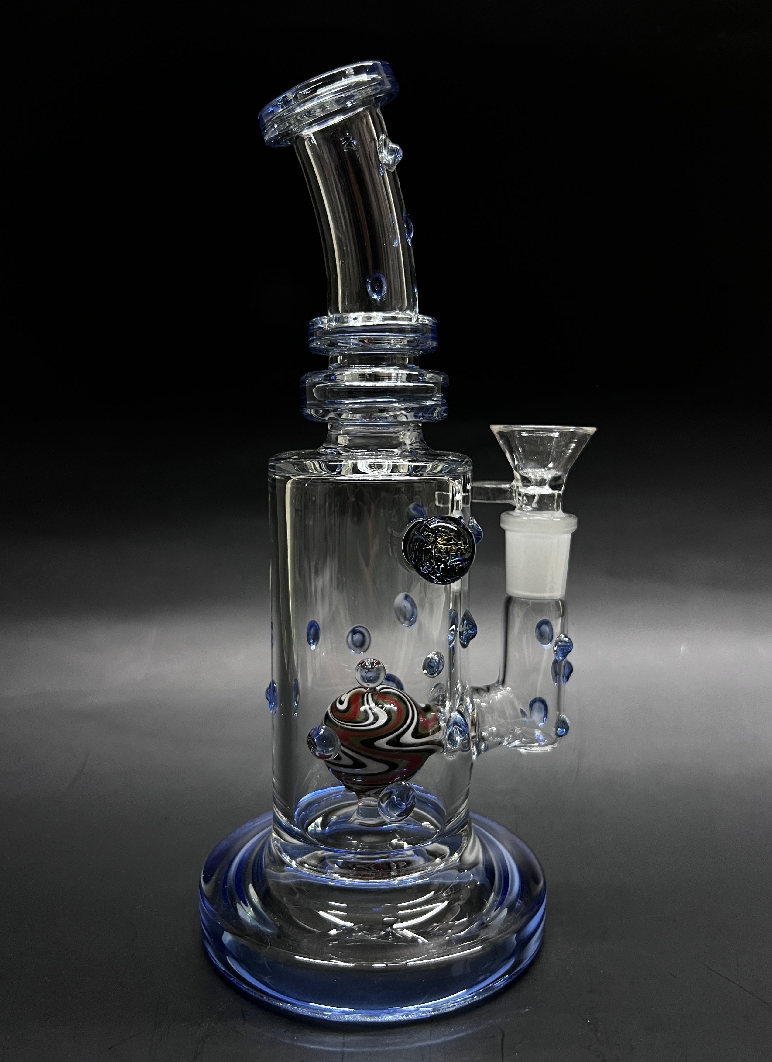 Droplets Bent Neck Cone Bowl Shiny Glass Water Pipe