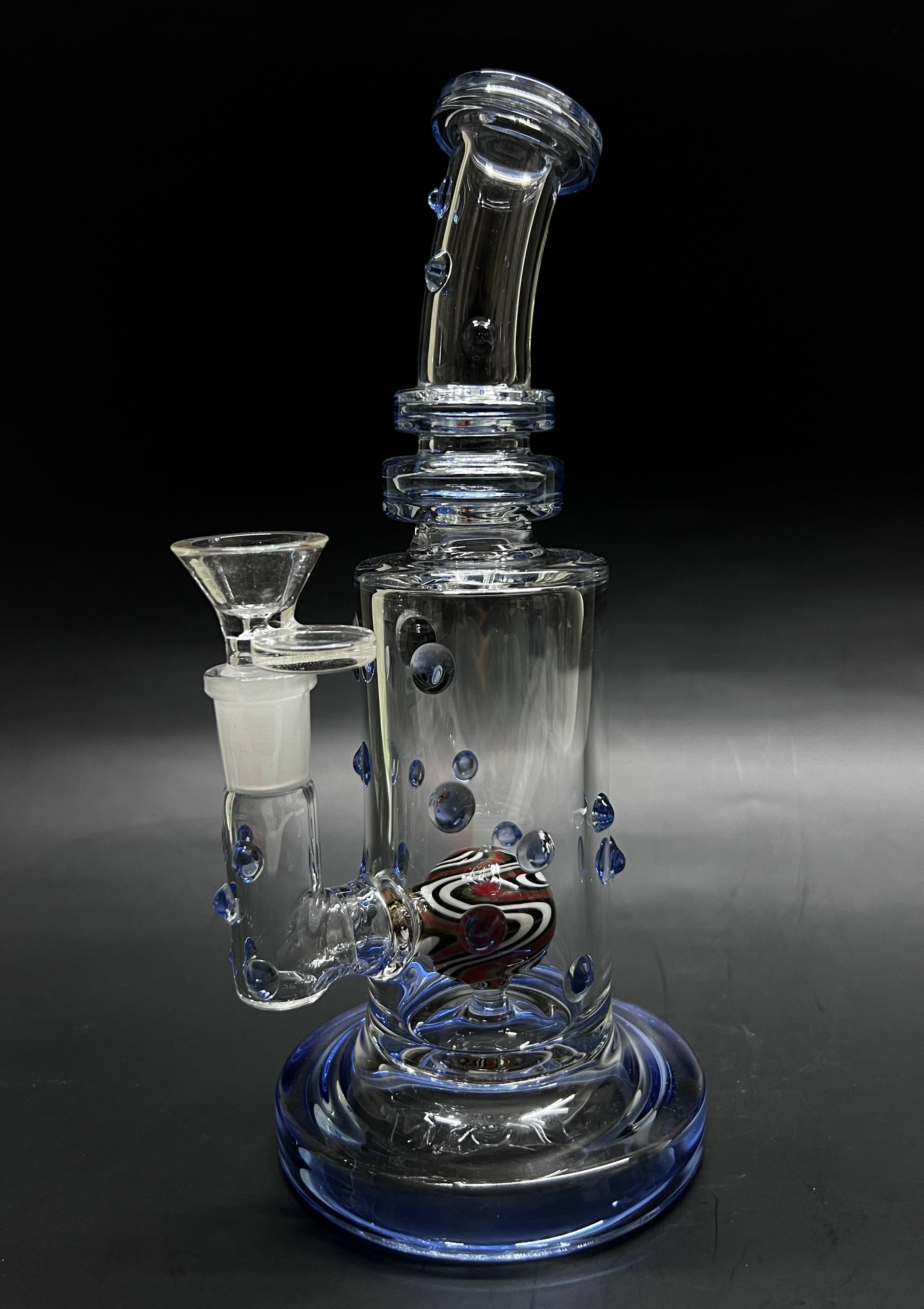 Droplets Bent Neck Cone Bowl Shiny Glass Water Pipe